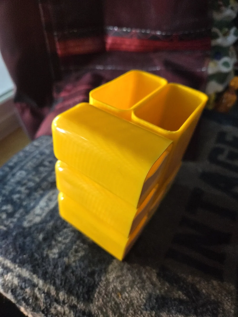 Vtg HOF Plastic Desk Caddy Yellow And White 70s/80s